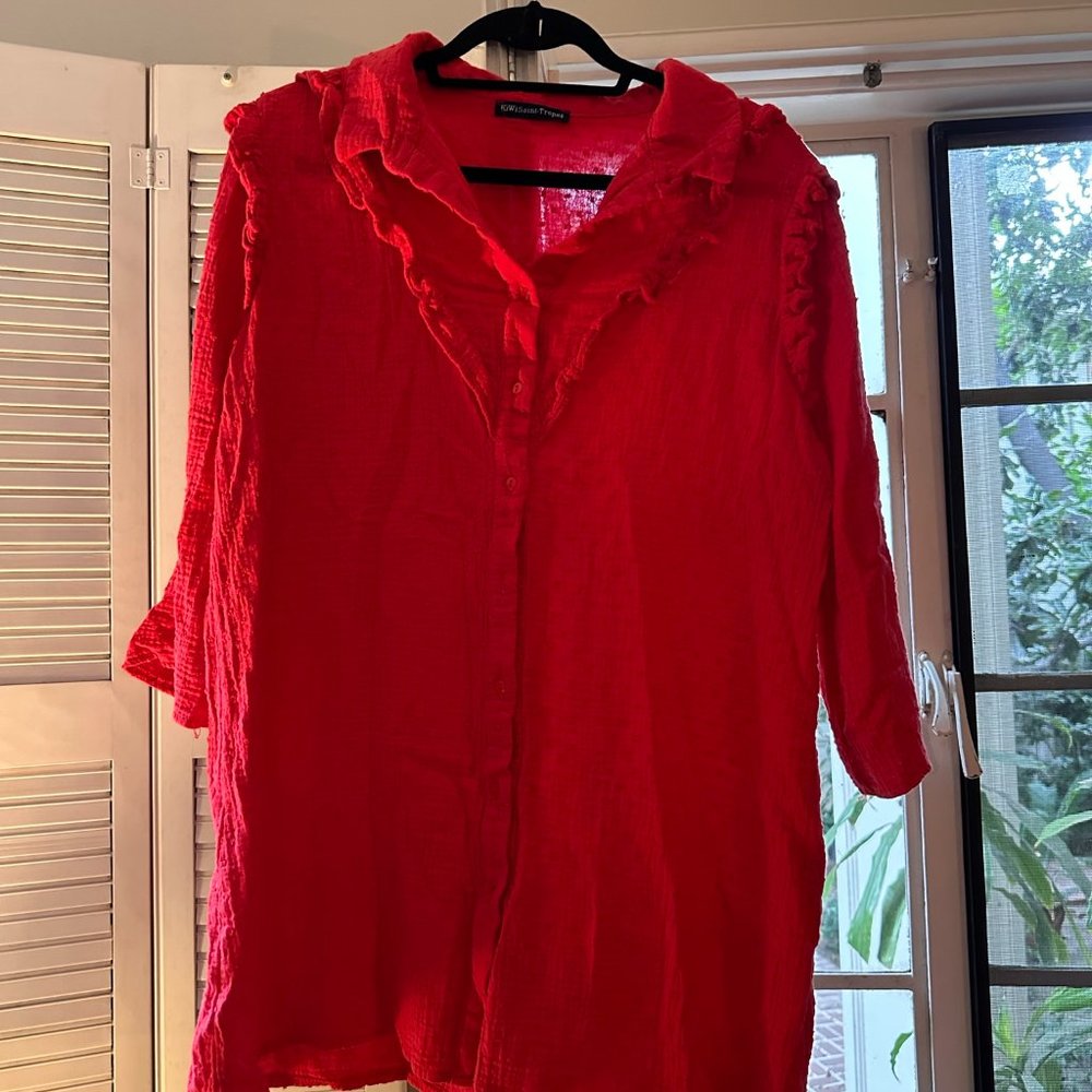 Red Sheer Blouse